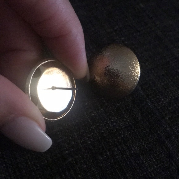 Gold Circle Stud Earrings - Picture 2 of 2